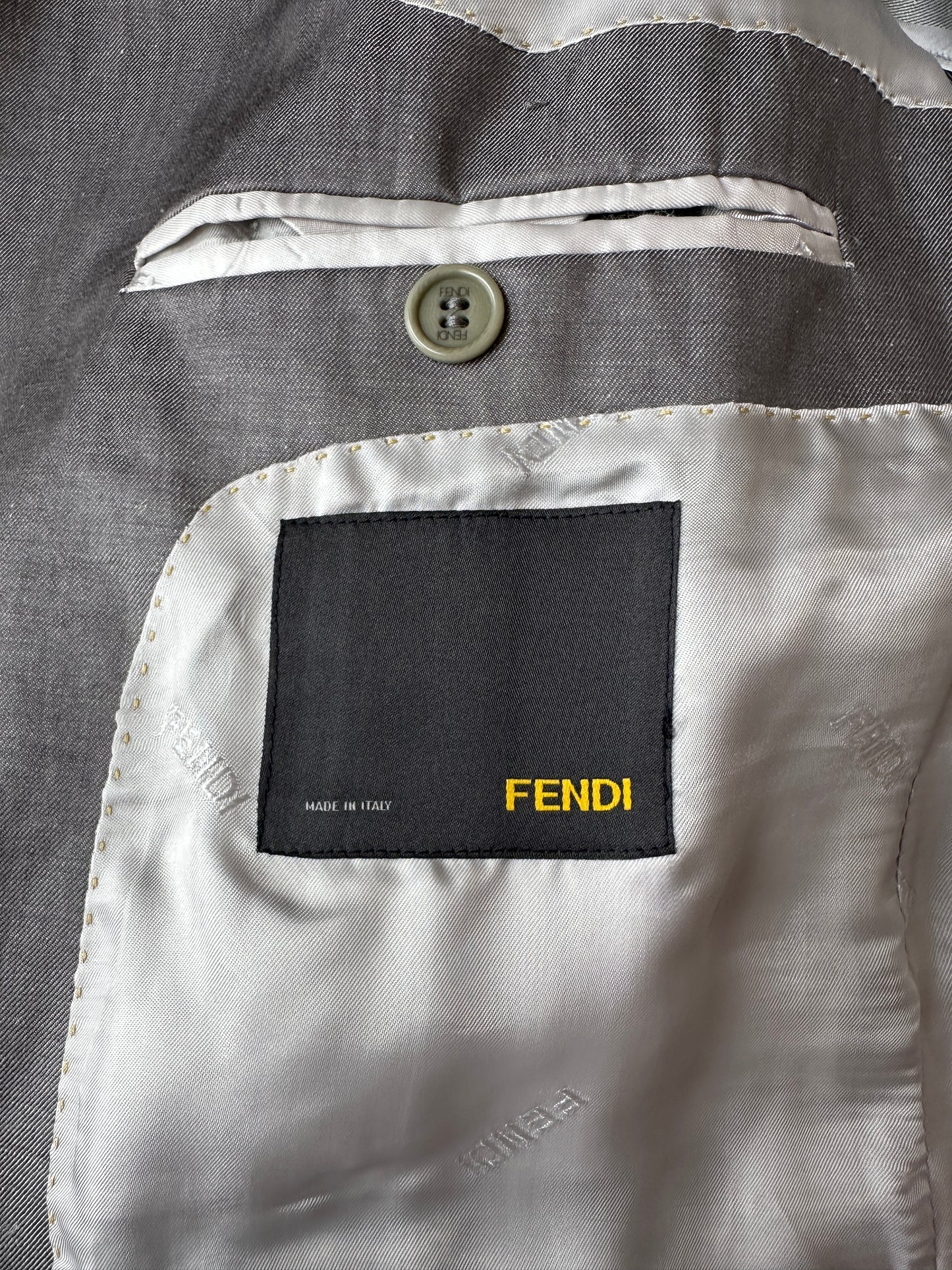 Fendi - Gray Cotton/Linen Peak Lapel Blazer