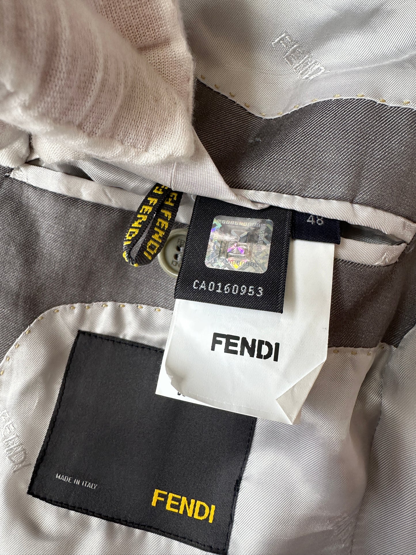 Fendi - Gray Cotton/Linen Peak Lapel Blazer