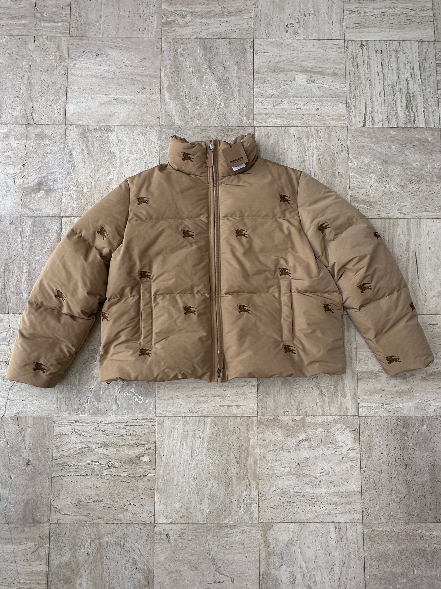 Burberry - Allover Logo Embroidered Down Puffer Jacket