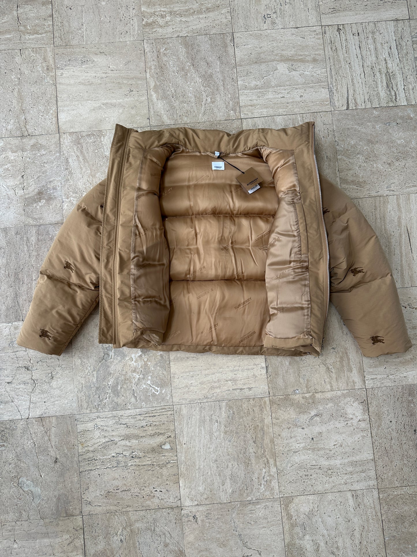 Burberry - Allover Logo Embroidered Down Puffer Jacket