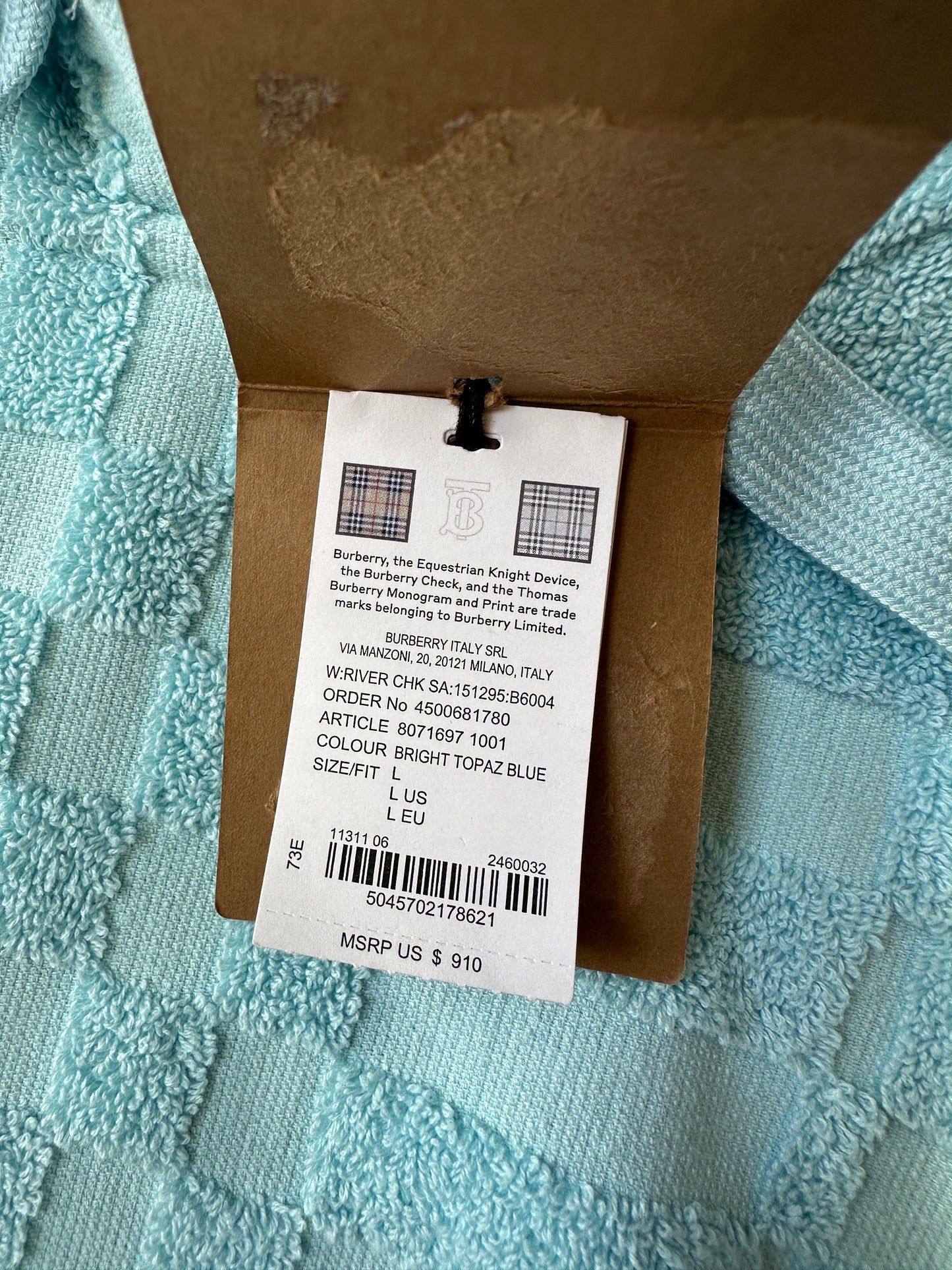 Burberry - Blue Mega Check Terry Hoodie Vest