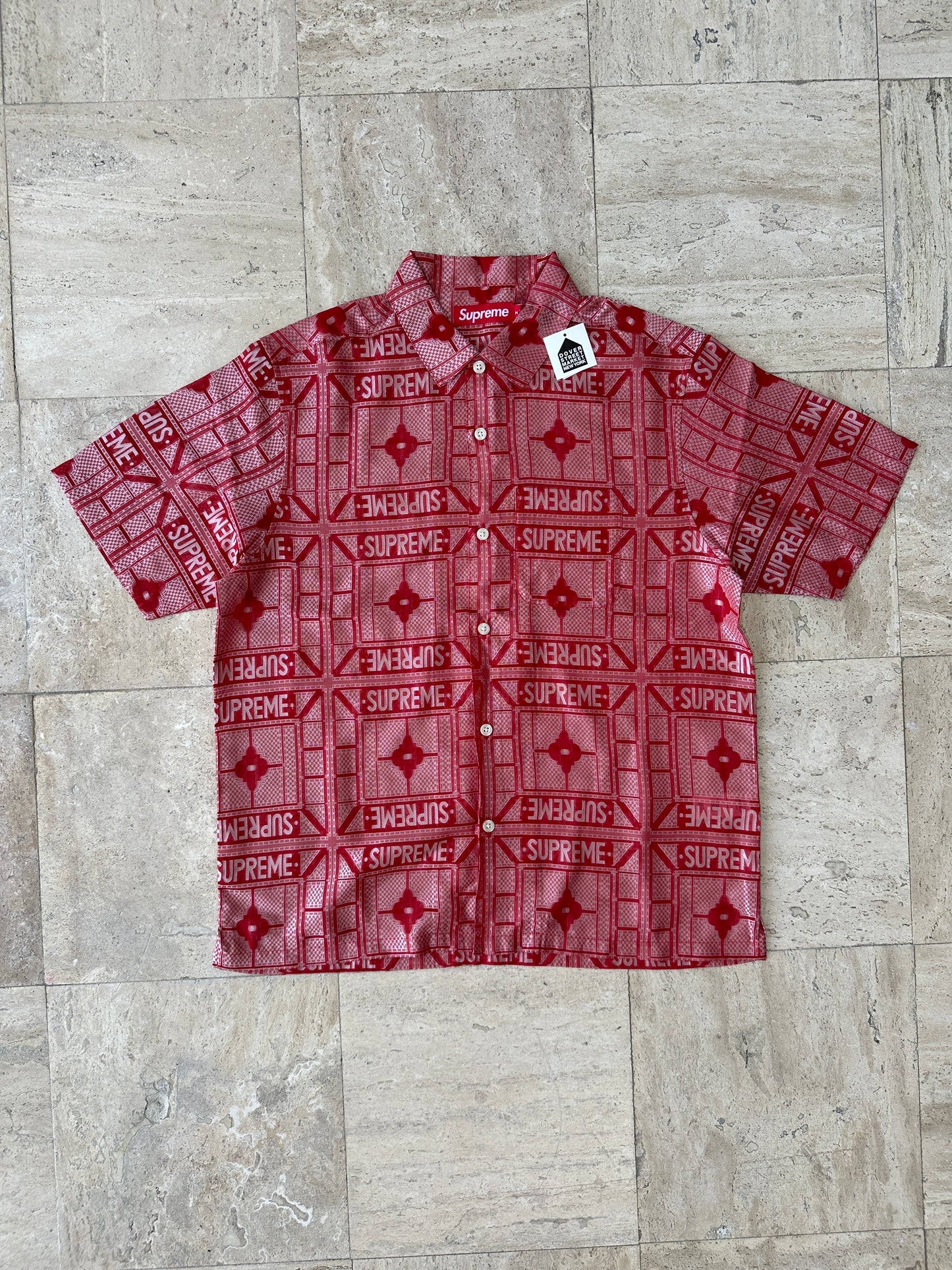 Supreme - Red Tray Jacquard Logo Shirt