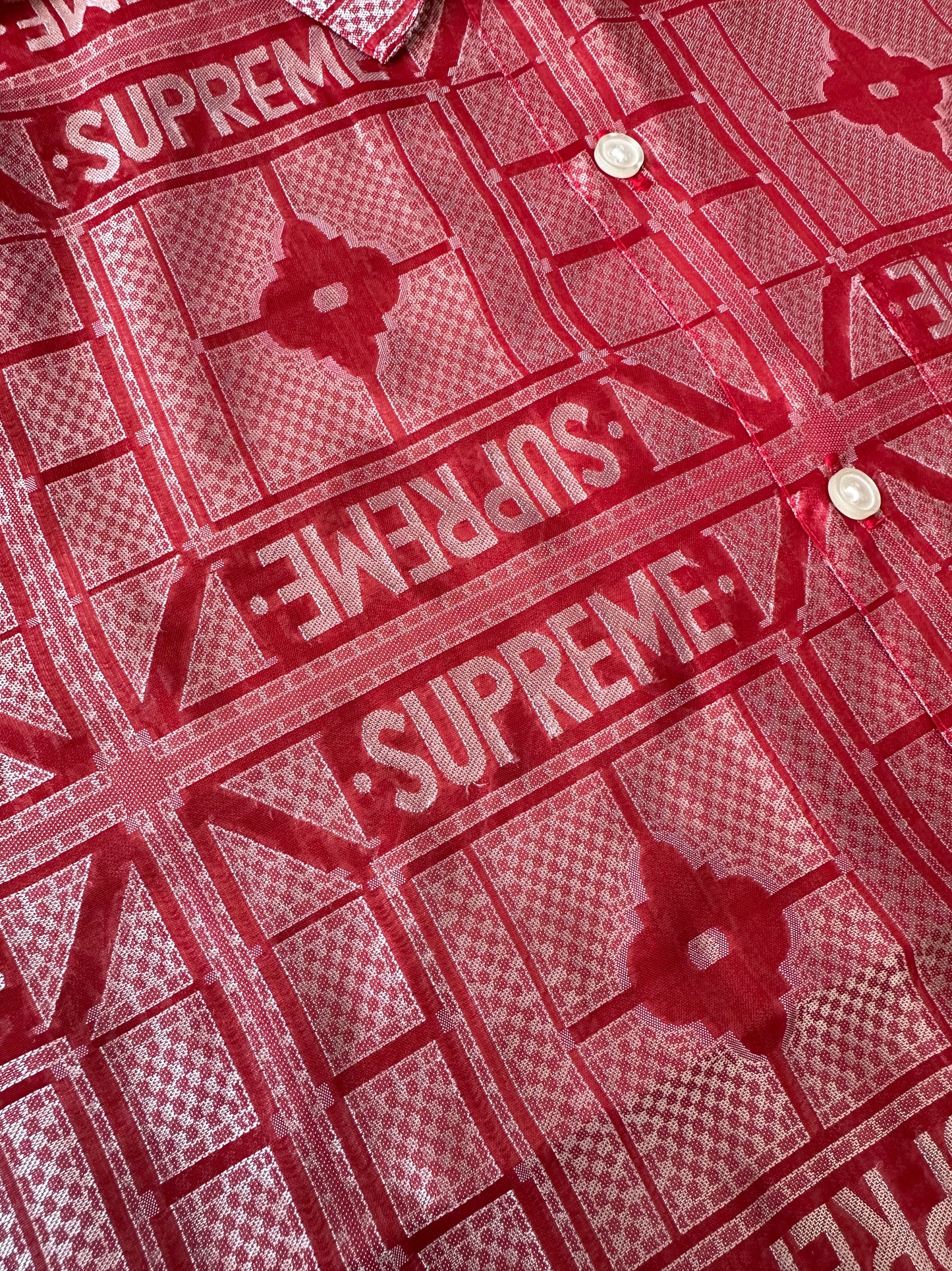 Supreme - Red Tray Jacquard Logo Shirt