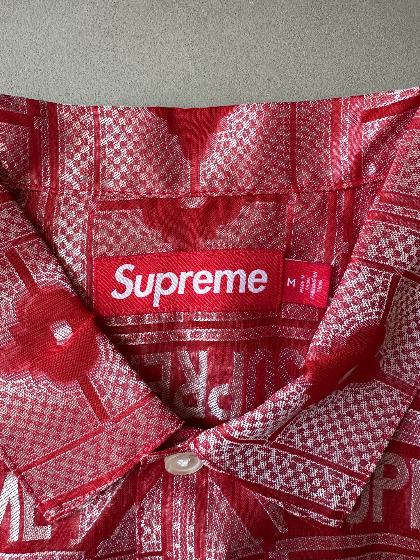 Supreme - Red Tray Jacquard Logo Shirt