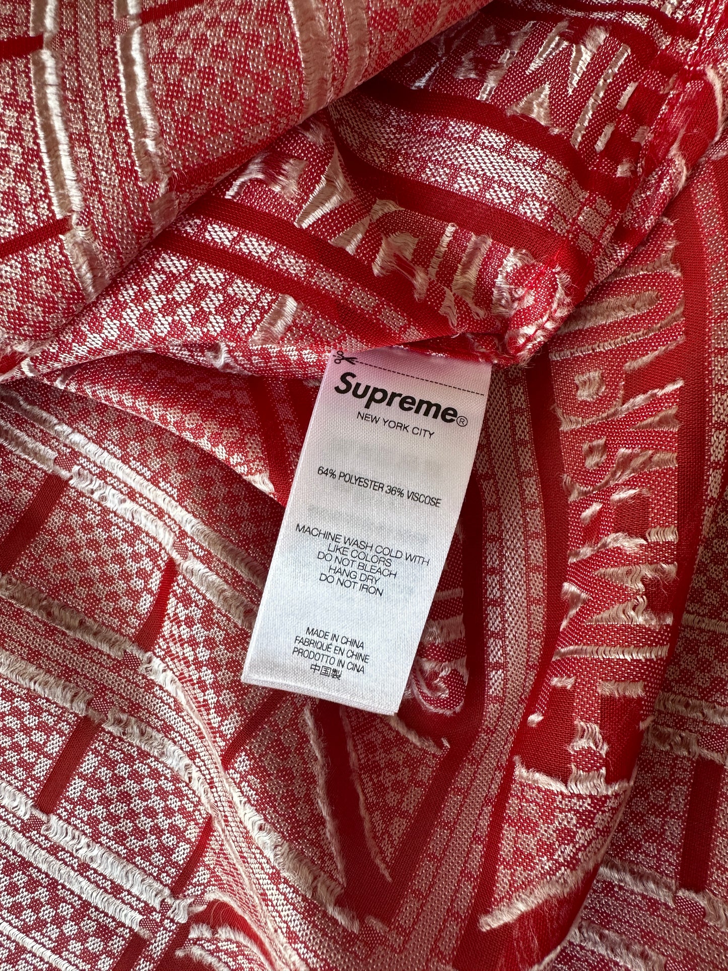 Supreme - Red Tray Jacquard Logo Shirt