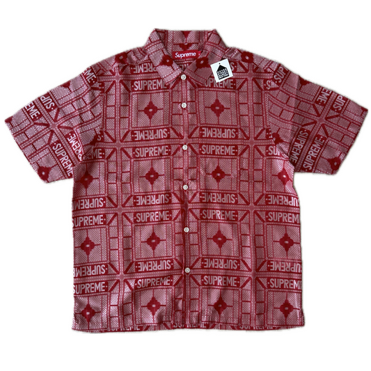 Supreme - Red Tray Jacquard Logo Shirt