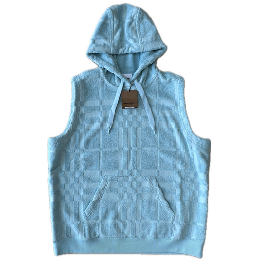 Burberry - Blue Mega Check Terry Hoodie Vest