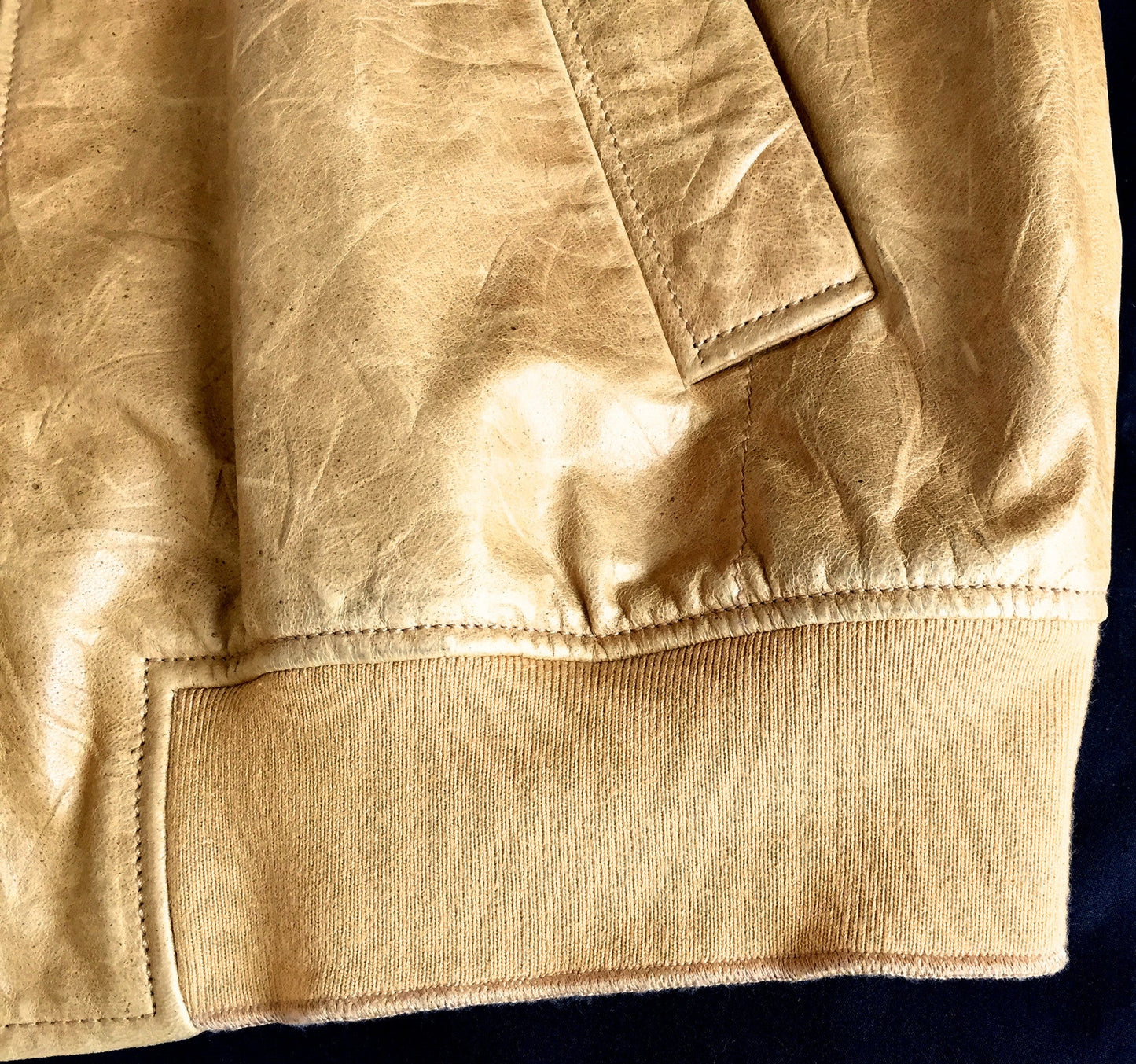 Yves Saint Laurent - Distressed Tan Leather Bomber Jacket