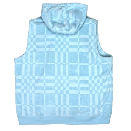 Burberry - Blue Mega Check Terry Hoodie Vest