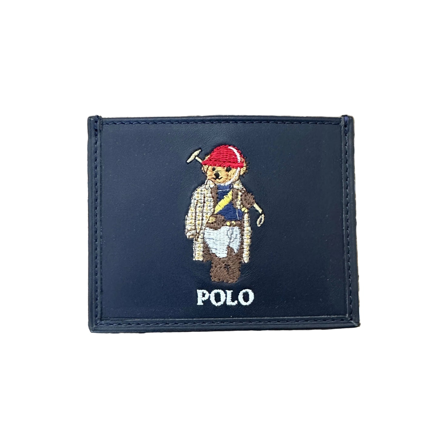 Polo Ralph Lauren - Navy Leather Bear Embroidered Card Holder
