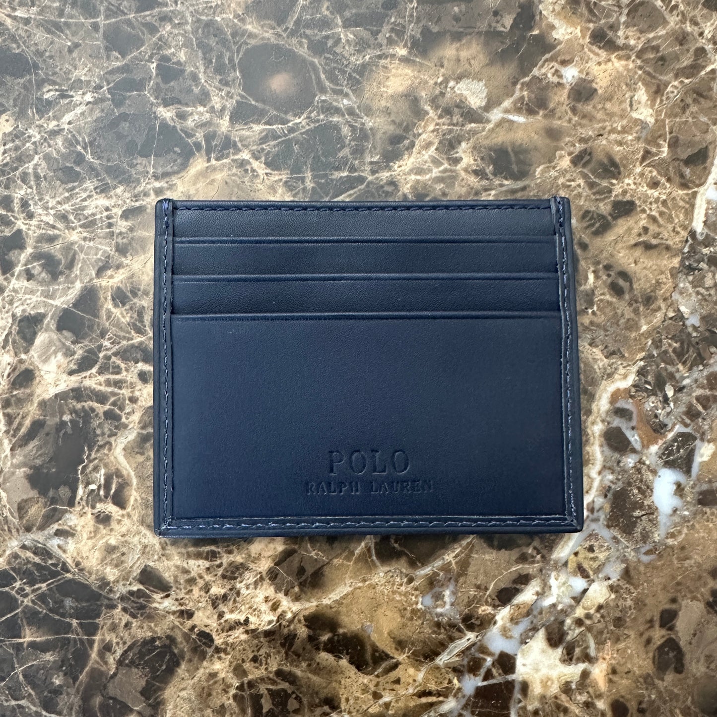 Polo Ralph Lauren - Navy Leather Bear Embroidered Card Holder