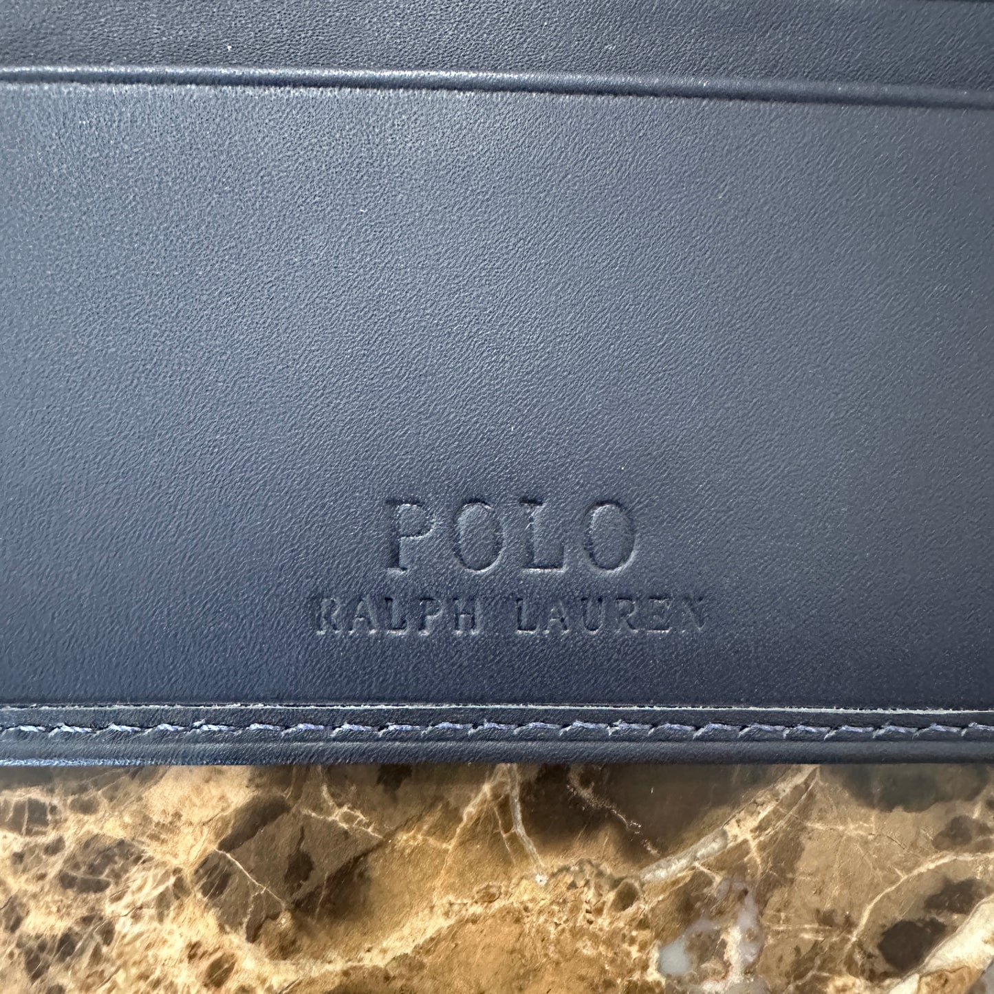 Polo Ralph Lauren - Navy Leather Bear Embroidered Card Holder