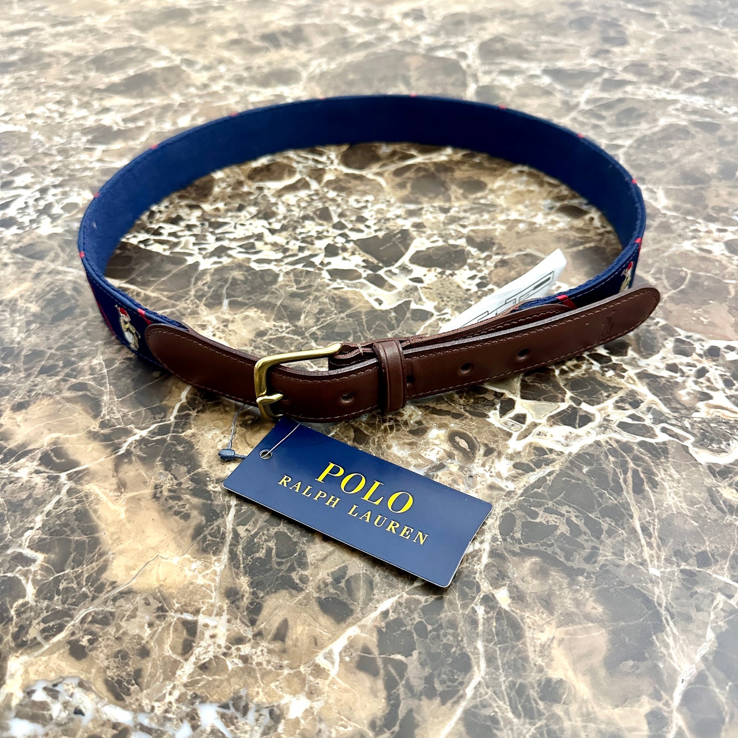 Polo Ralph Lauren - Polo Bear Woven Fabric & Leather Belt