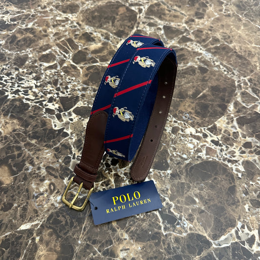 Polo Ralph Lauren - Polo Bear Woven Fabric & Leather Belt