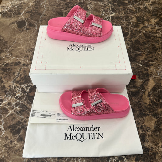 Alexander McQueen - Pink Glitter Hybrid Sandals