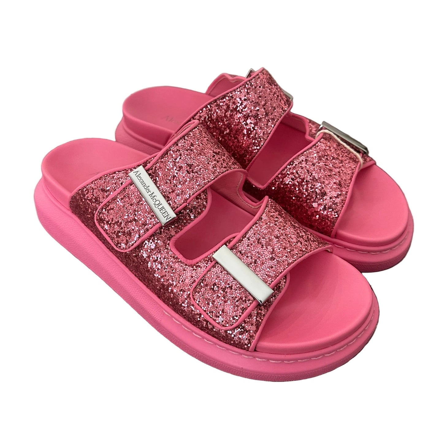 Alexander McQueen - Pink Glitter Hybrid Sandals