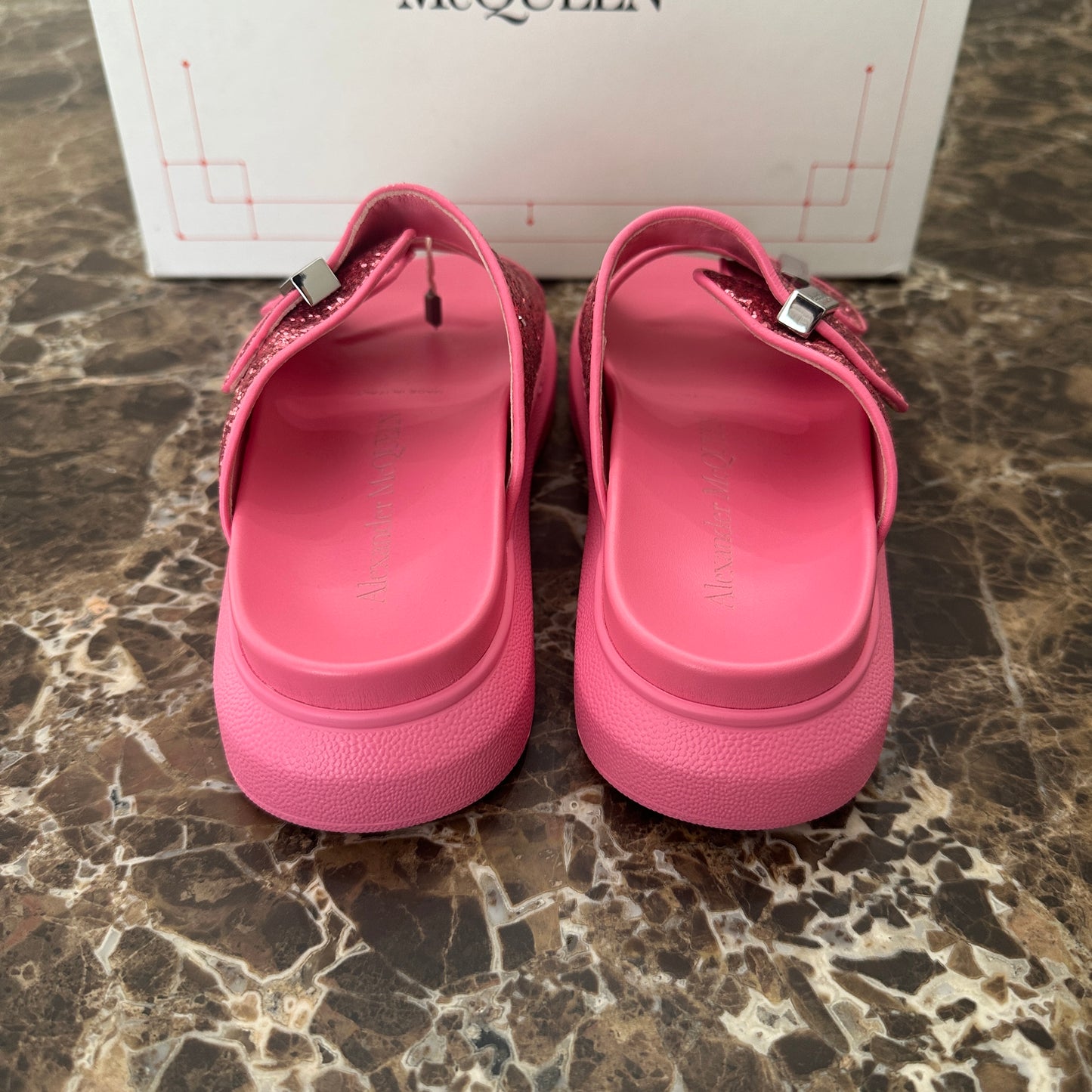 Alexander McQueen - Pink Glitter Hybrid Sandals