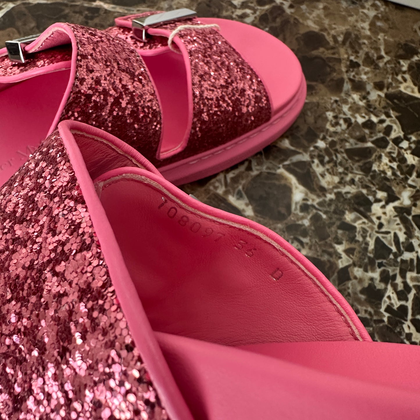 Alexander McQueen - Pink Glitter Hybrid Sandals
