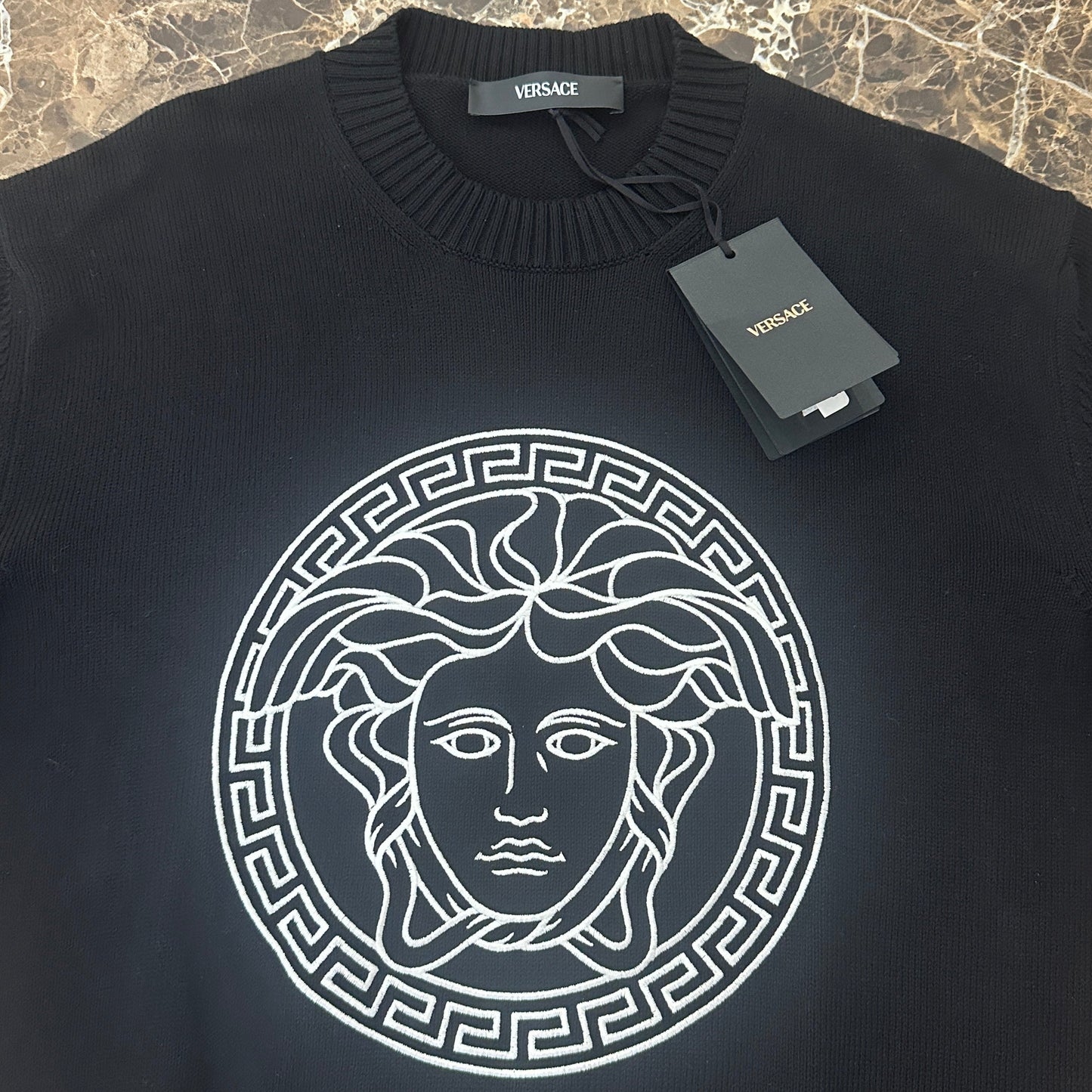 Versace - Black Medusa Embroidered Crewneck Sweater