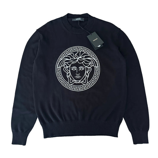 Versace - Black Medusa Embroidered Crewneck Sweater