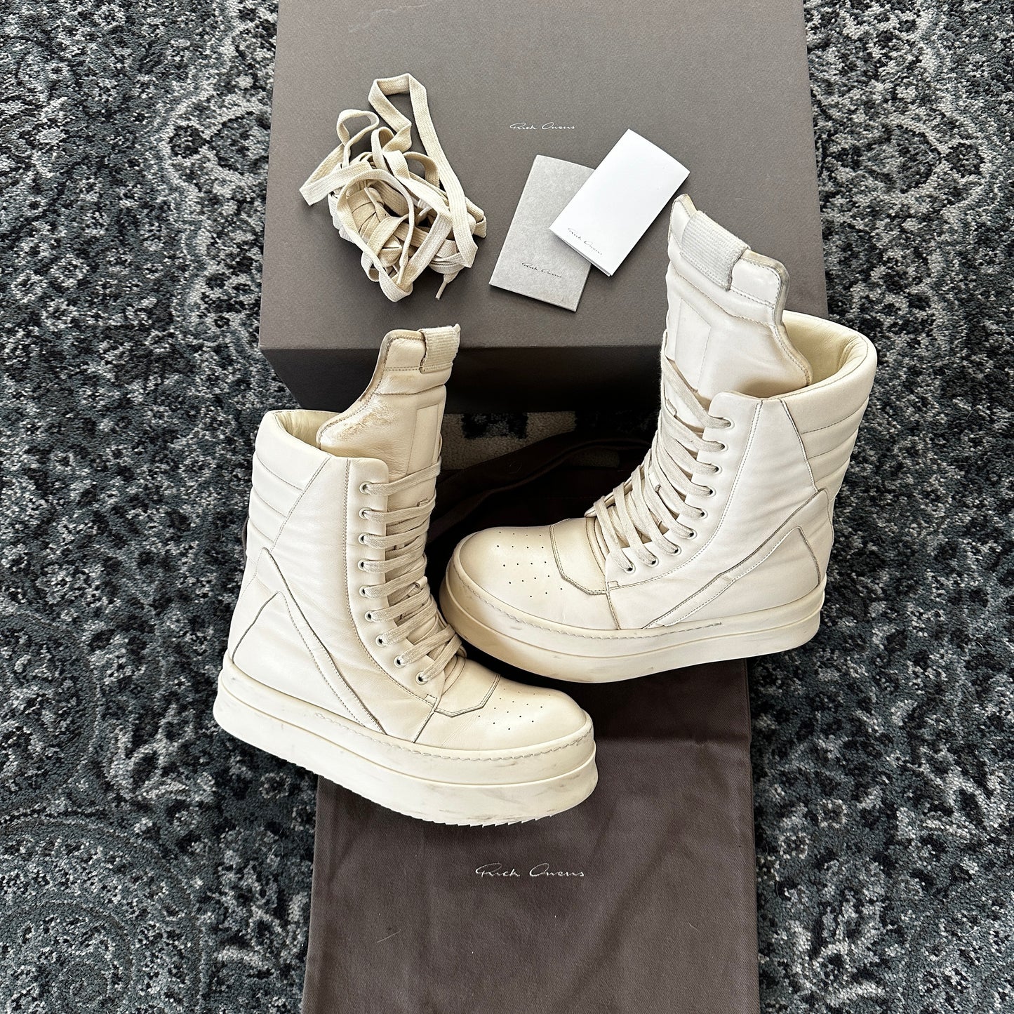 Rick Owens - Mega Geobasket Sneakers (Milk)