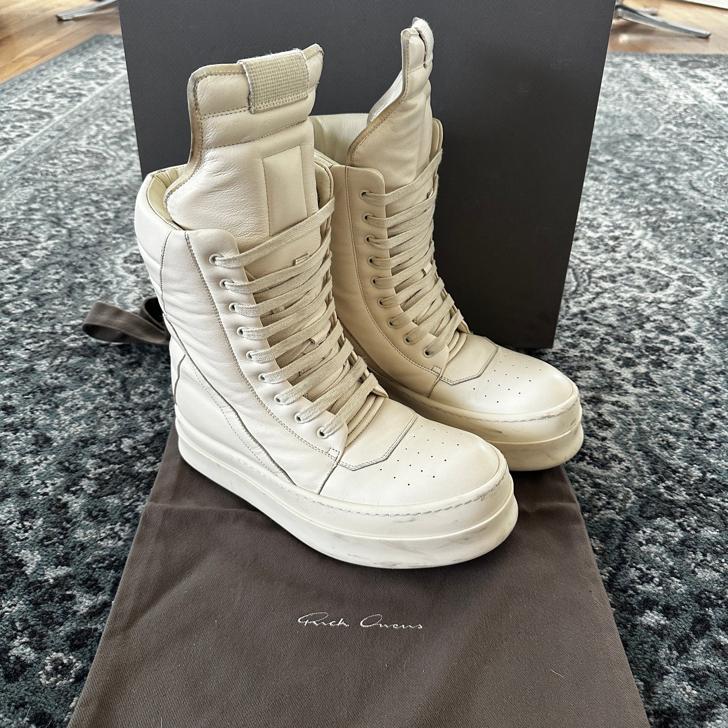 Rick Owens - Mega Geobasket Sneakers (Milk)