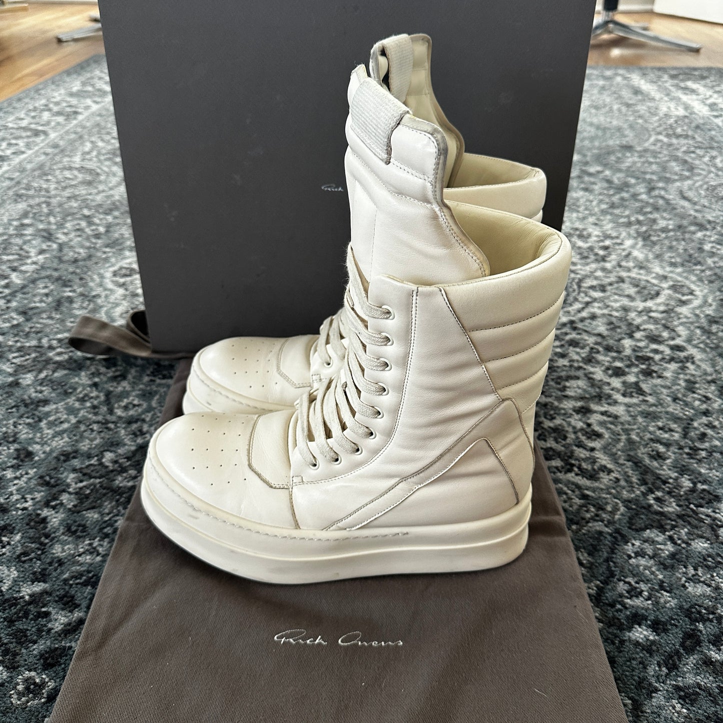 Rick Owens - Mega Geobasket Sneakers (Milk)