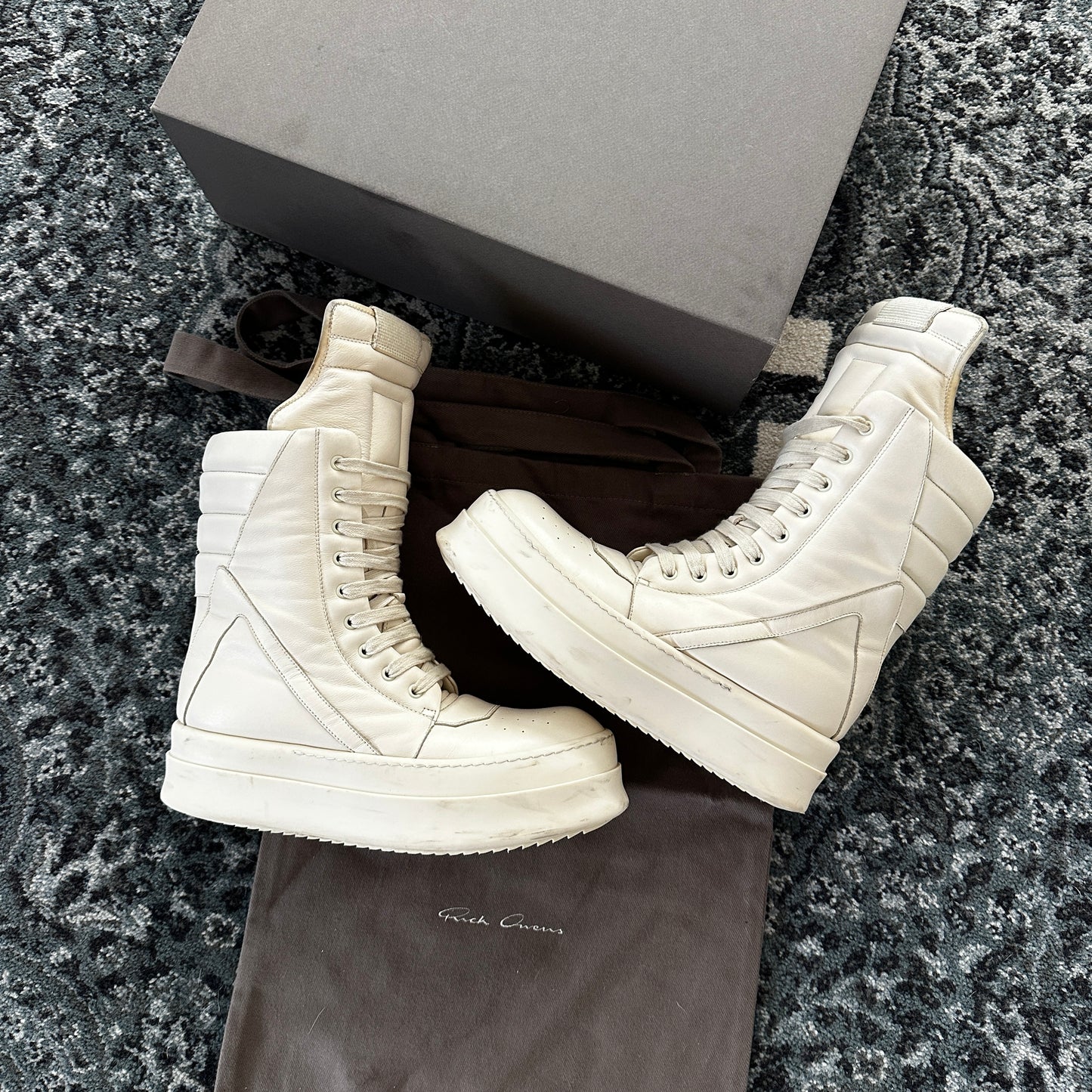 Rick Owens - Mega Geobasket Sneakers (Milk)