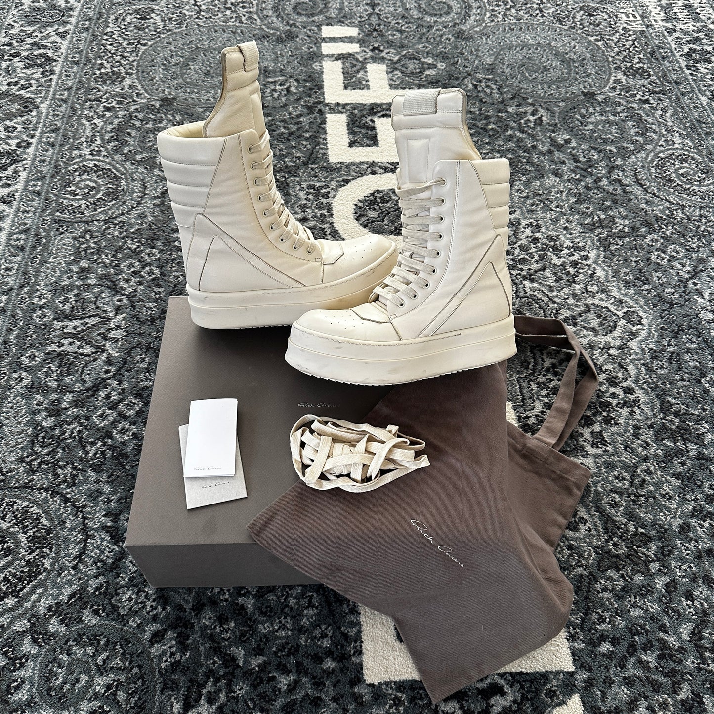 Rick Owens - Mega Geobasket Sneakers (Milk)