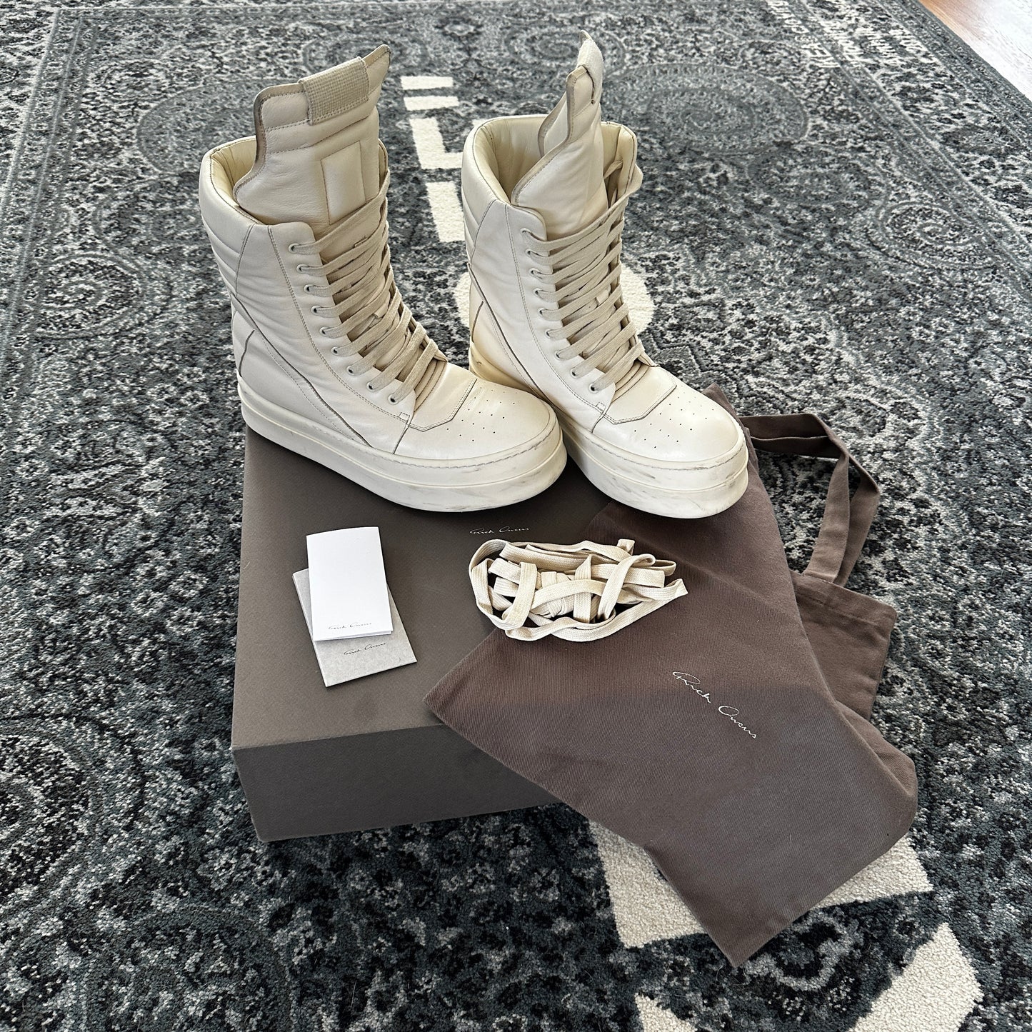 Rick Owens - Mega Geobasket Sneakers (Milk)