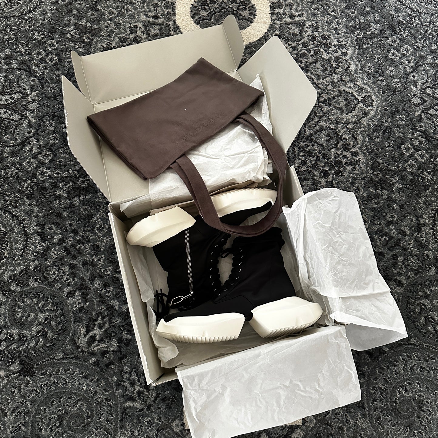 Rick Owens DRKSHDW - Nylon Army Split Sneakers (Black/Milk)