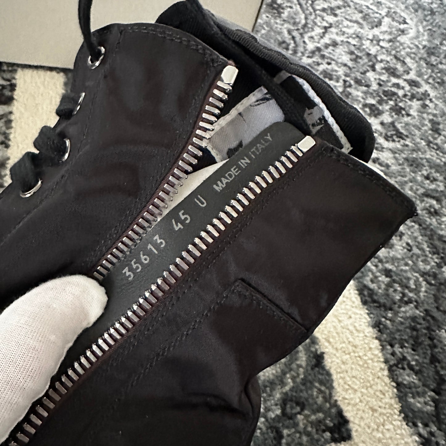 Rick Owens DRKSHDW - Nylon Army Split Sneakers (Black/Milk)