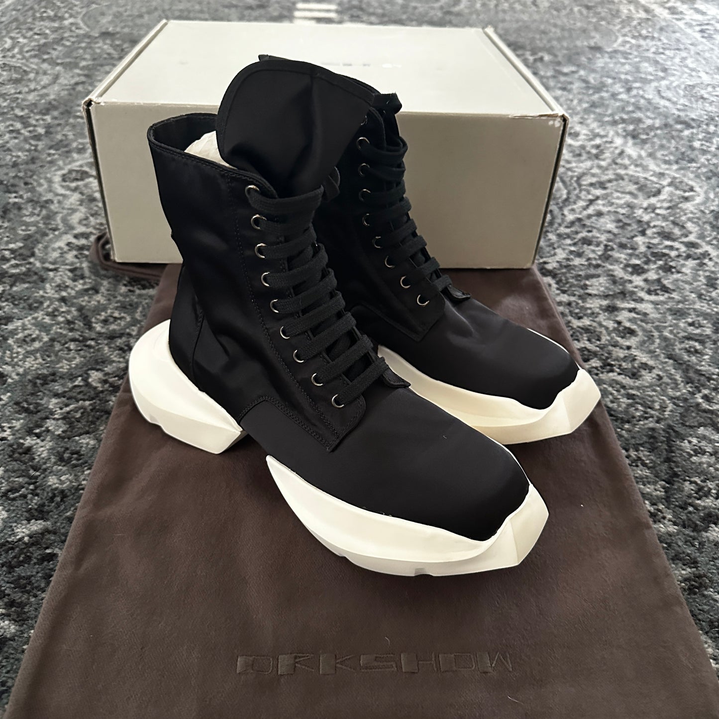Rick Owens DRKSHDW - Nylon Army Split Sneakers (Black/Milk)