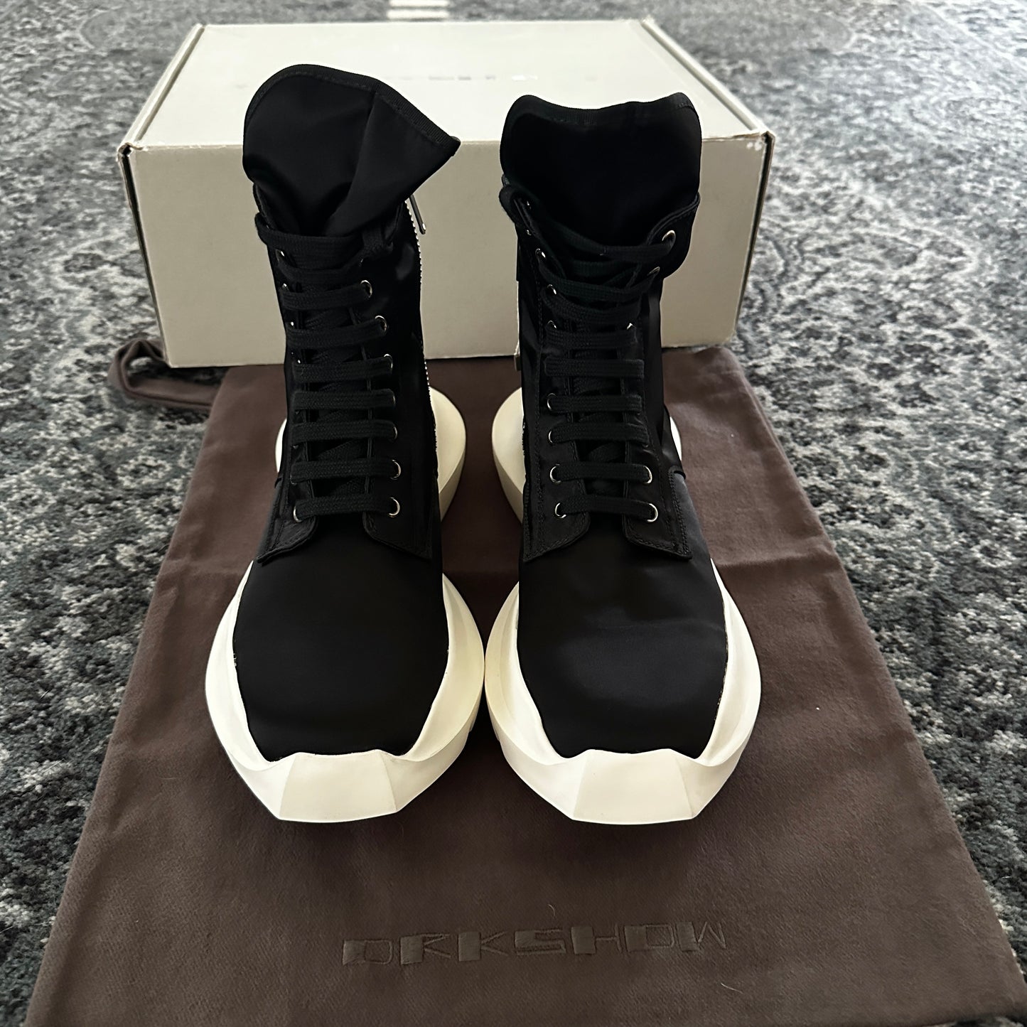 Rick Owens DRKSHDW - Nylon Army Split Sneakers (Black/Milk)
