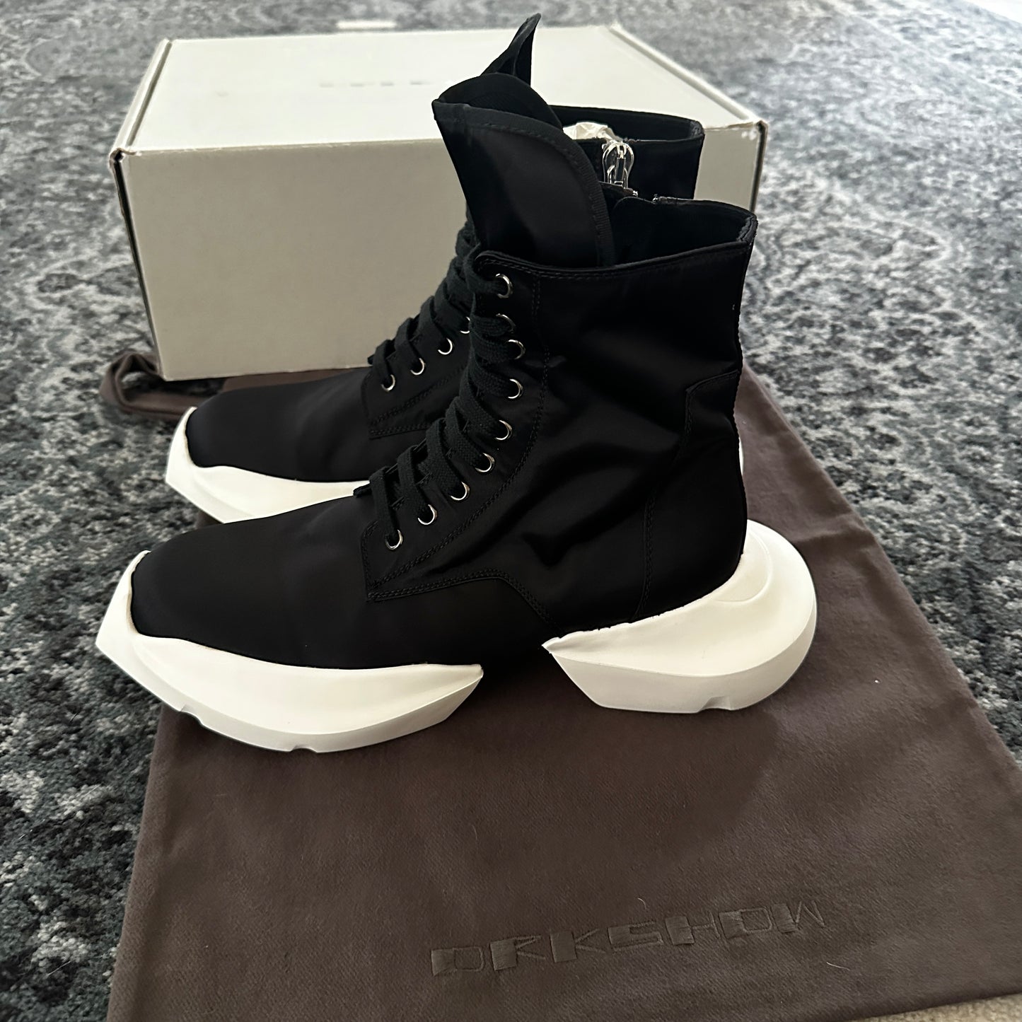 Rick Owens DRKSHDW - Nylon Army Split Sneakers (Black/Milk)
