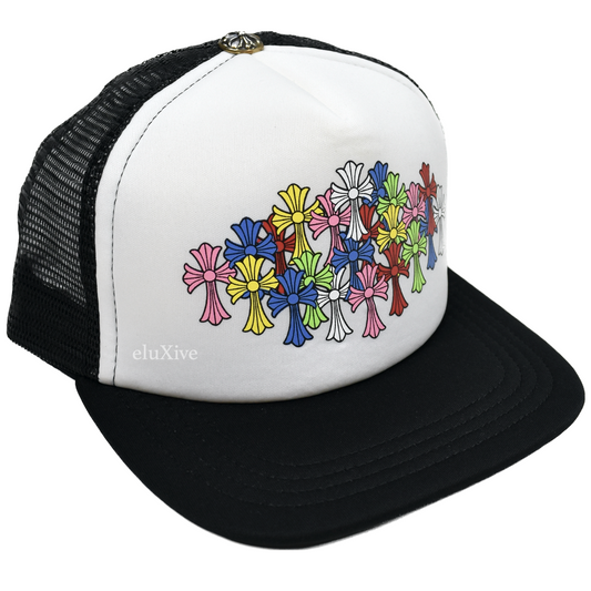 Chrome Hearts - Black/White Multicolor Crosses Cemetery Trucker Hat