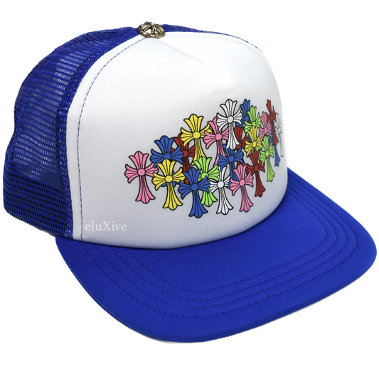 Chrome Hearts - Blue/White Multicolor Crosses Cemetery Trucker Hat