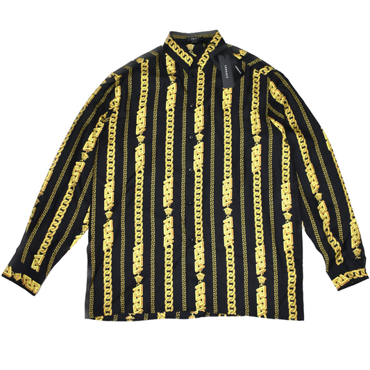 Versace - Black / Gold Medusa Chain Print Silk Shirt