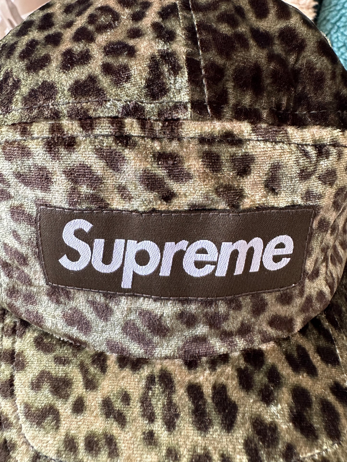 Supreme - Leopard Velvet Box Logo Hat (Olive)