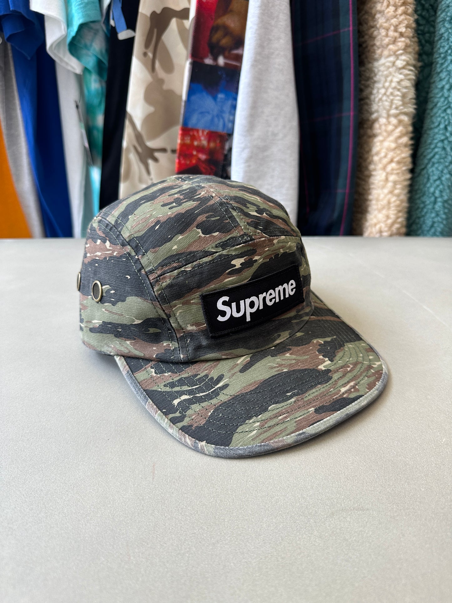 Supreme - Olive Camo Canvas Military Box Logo Hat