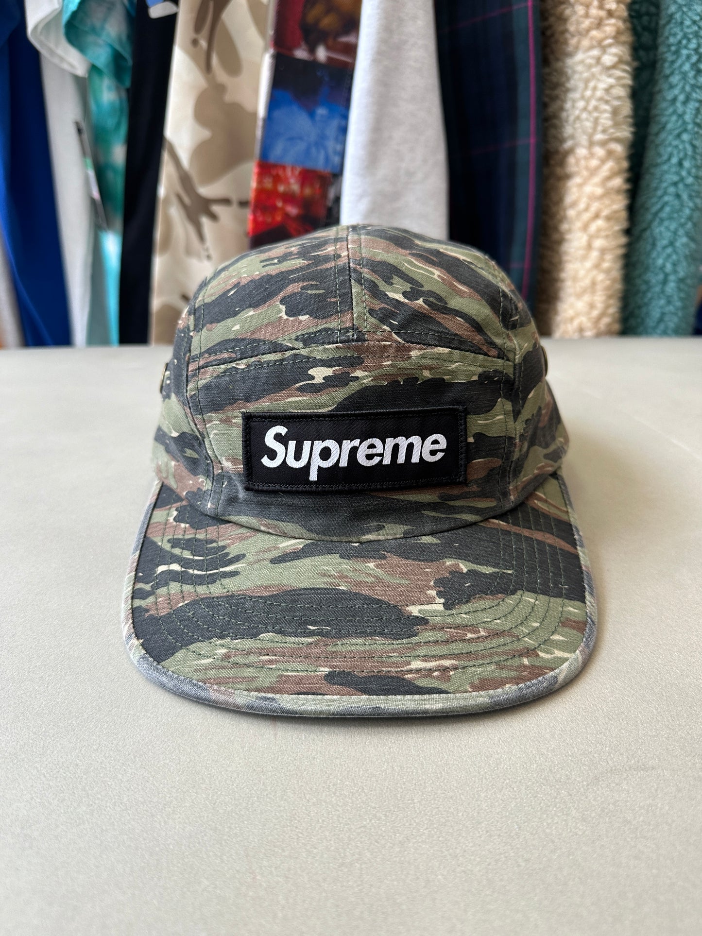 Supreme - Olive Camo Canvas Military Box Logo Hat