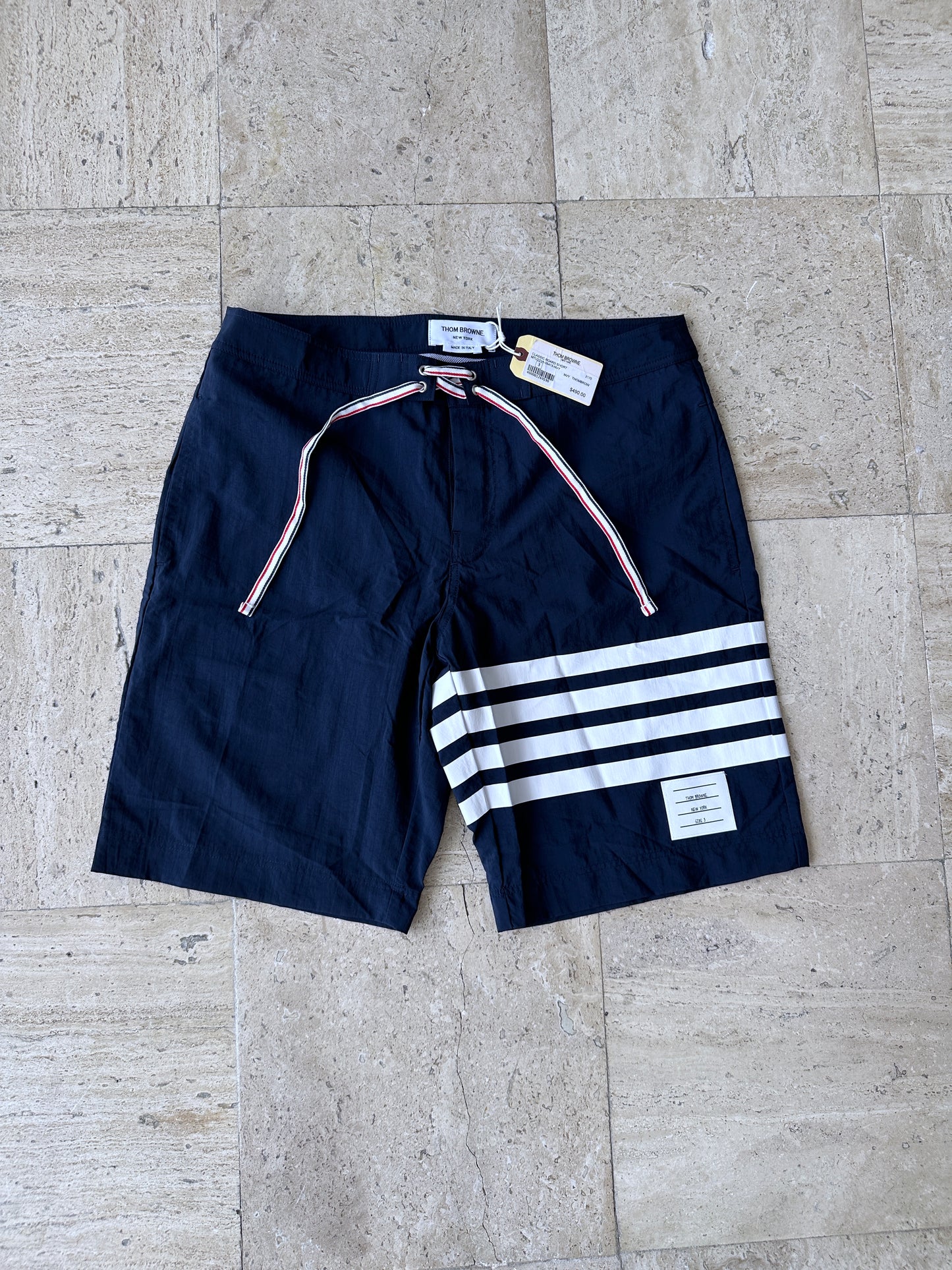 Thom Browne - Navy Logo Patch Swim Shorts