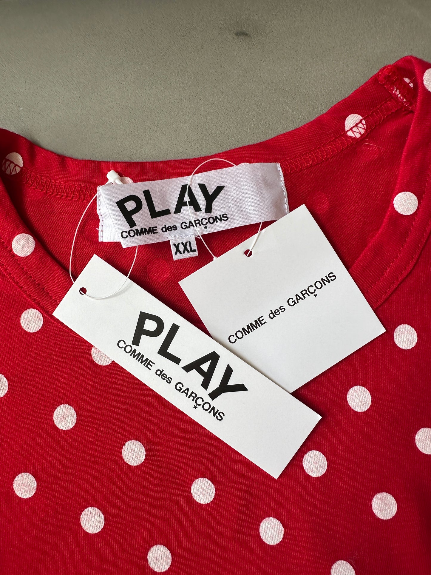 Comme des Garcons PLAY - Red Polka Dot Heart Logo LS T-Shirt