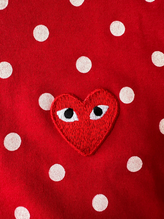 Comme des Garcons PLAY - Red Polka Dot Heart Logo LS T-Shirt