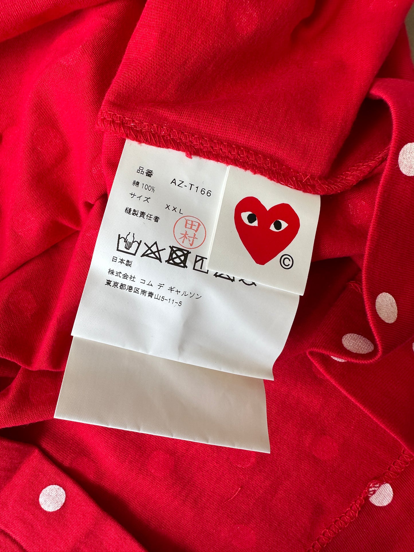Comme des Garcons PLAY - Red Polka Dot Heart Logo LS T-Shirt
