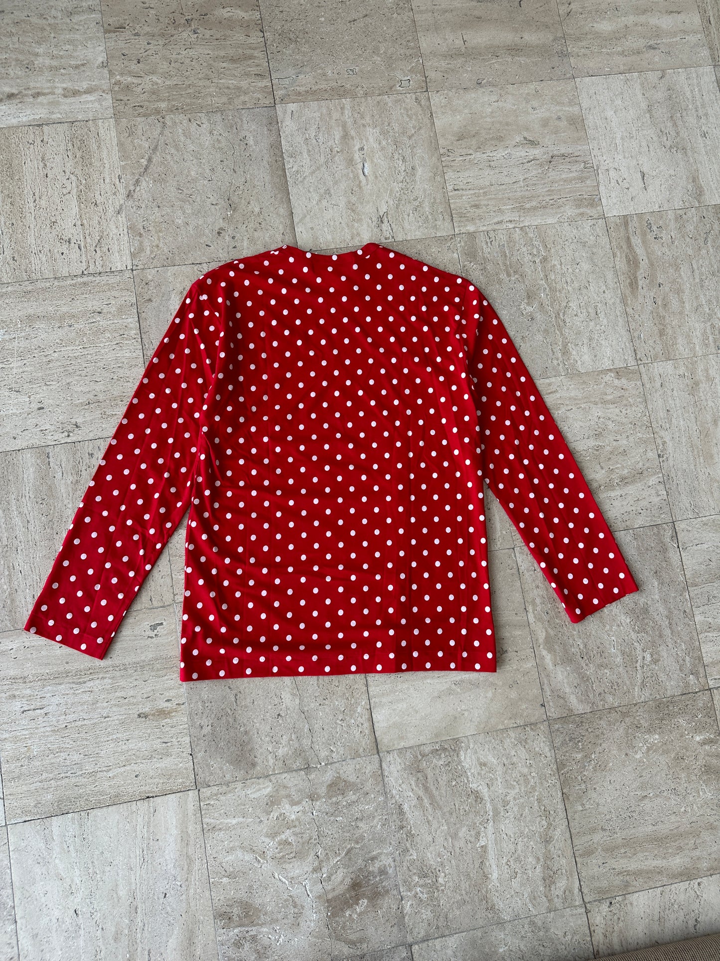 Comme des Garcons PLAY - Red Polka Dot Heart Logo LS T-Shirt