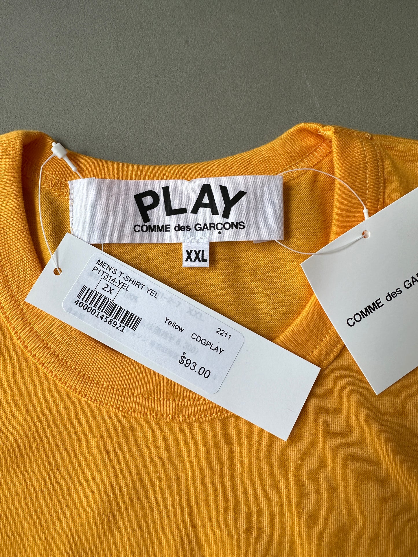 Comme des Garcons PLAY - Yellow Small Heart Logo T-Shirt