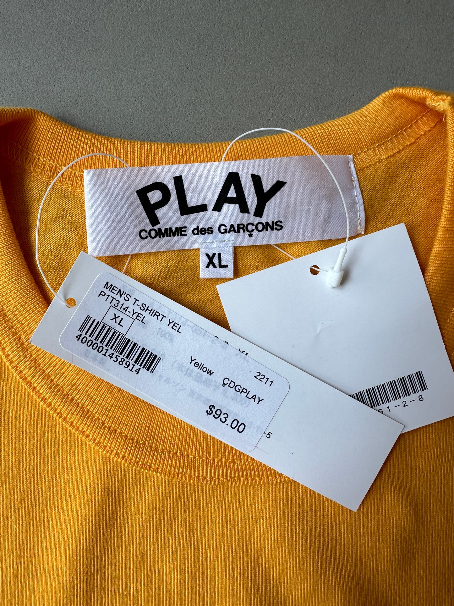 Comme des Garcons PLAY - Yellow Small Heart Logo T-Shirt