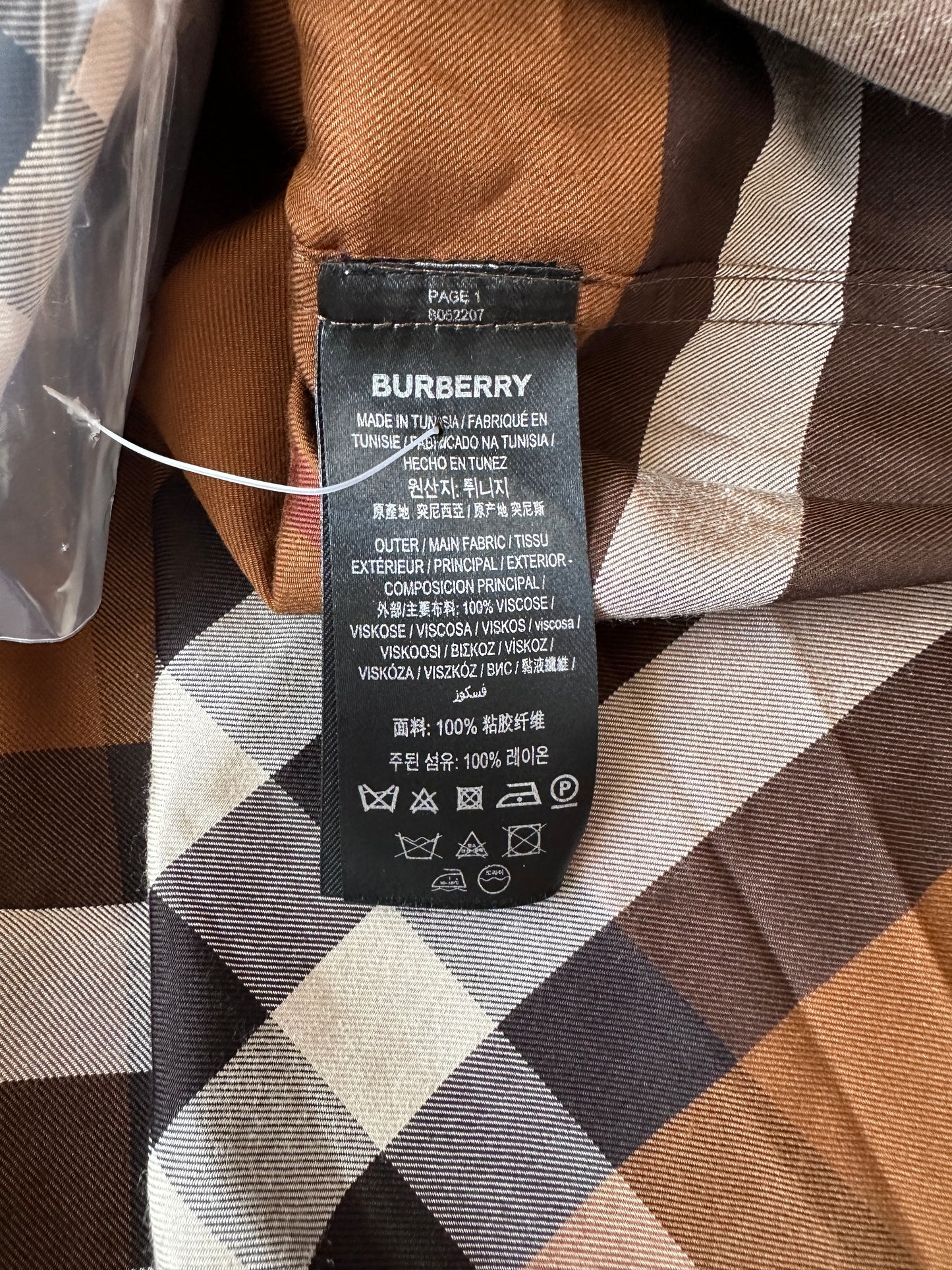 Burberry - Birch Brown Viscose Check Shirt