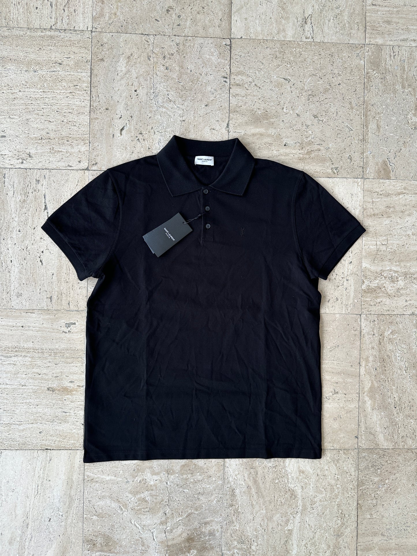 Saint Laurent - Black YSL Logo Polo Shirt